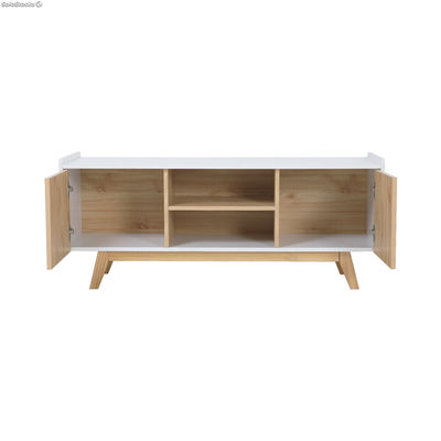 Mueble de TV salón comedor Modelo LUA Blanco con 2 Armarios y 2 Baldas de madera - Foto 2
