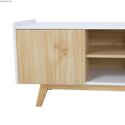 Mueble de TV salón comedor Modelo LUA Blanco con 2 Armarios y 2 Baldas de madera - Foto 4