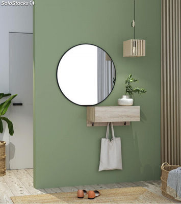Mueble entrada recibidor con espejo redondo de pared de 80cm TULY. Mueble - Foto 2