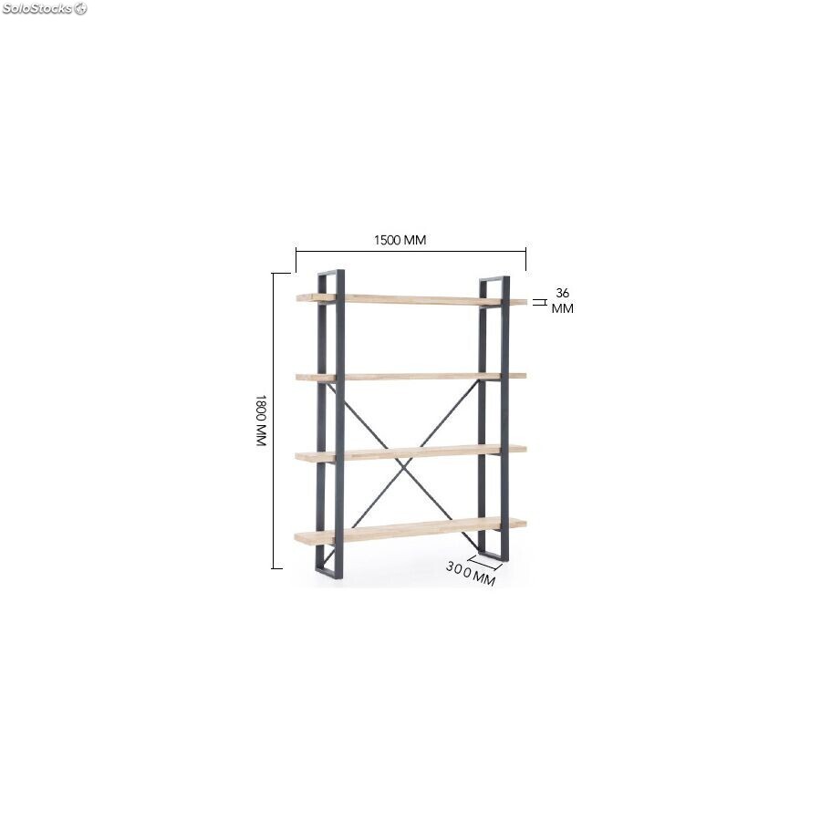 Mueble Estantería Alta Con Estantes Roble Nordish Y Negro Modelo Plankis