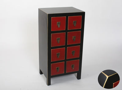 Mueble estilo japones u oriental madera 8 cajones Negro y Rojo 97417