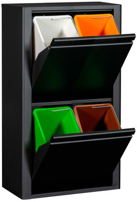 Mueble metálico para reciclaje con cuatro compartimentos, modelo Viena 2 (negro) - Foto 2
