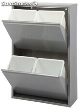 Mueble metálico para reciclaje con cuatro compartimentos, modelo Viena -