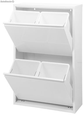 Mueble metálico para reciclaje con cuatro compartimentos, modelo Viena (Blanco) - Foto 2