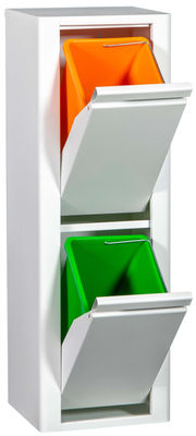 Mueble metálico para reciclaje con dos compartimentos, modelo Viena 2 (Blanco) - - Foto 2