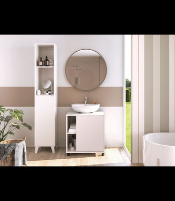 Mueble para tapar pie de lavabo Sintra acabado blanco, 64cm (alto) x 59cm - Foto 5