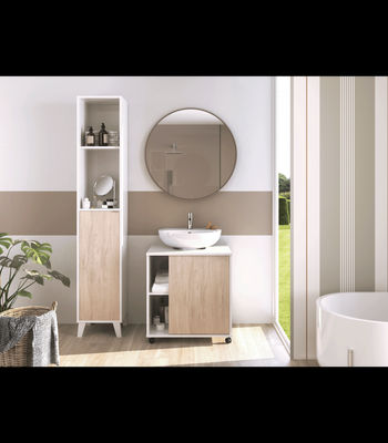Mueble para tapar pie de lavabo Sintra acabado roble aurora, 64cm (alto) x 59cm - Foto 2
