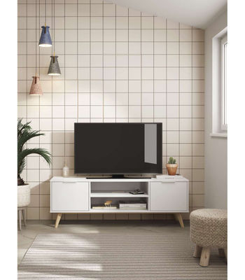 Mueble para televisión 2 puertas 2 huecos Campos acabado blanco/blanco cera - Foto 3