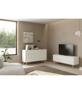Mueble para televisión 4 puertas Campos acabado blanco/blanco cera 53cm(alto) - Foto 3
