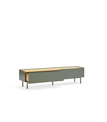 Mueble para televisión modelo Arista 1 puerta 2 cajones acabado verde, - Foto 4