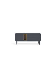 Mueble para televisión modelo Corvo 1 puerta 2 cajones acabado gris antracita,