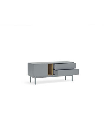 Mueble para televisión modelo Corvo 1 puerta 2 cajones acabado gris perla, - Foto 4