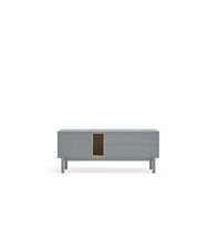 Mueble para televisión modelo Corvo 1 puerta 2 cajones acabado gris perla,