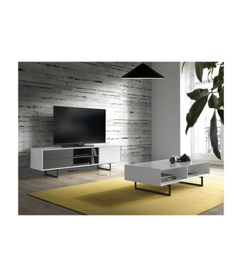 Mueble para televisión modelo Nereida acabado blanco brillo-gris mate, 180 x 42 - Foto 2