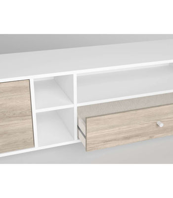 Mueble para televisión modelo Rolan 2 puertas 1 cajón acabado blanco/sahara, - Foto 2