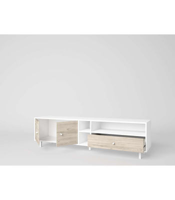 Mueble para televisión modelo Rolan 2 puertas 1 cajón acabado blanco/sahara, - Foto 3