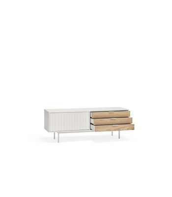 Mueble para televisión modelo Sierra 1 puerta 3 cajones acabado blanco/roble, - Foto 3