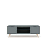 Mueble para televisión Nicolás 2 puertas 2 huecos acabado verde kaki/cera