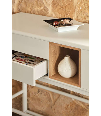 Mueble recibidor modelo Corvo 1 puerta 2 cajones acabado crema, 35cm(ancho) - Foto 2