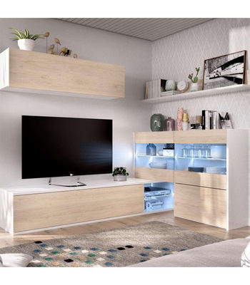 Mueble salón Espeluy flexible en blanco/natural con leds 260 cm(ancho), 41 - Foto 5