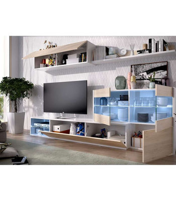 Mueble salón Espeluy flexible en blanco/natural con leds 260 cm(ancho), 41 - Foto 4
