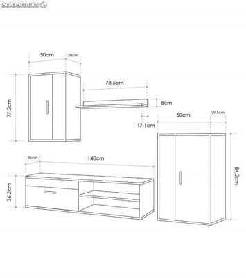 Mueble Salón Modular Bosco Mueble Tv + 2 Vitrinas + Estante En Color Blanco Y - Foto 3