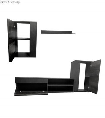 Mueble Salón Modular Bosco Mueble Tv + 2 Vitrinas + Estante En Color Blanco Y - Foto 4