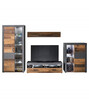 Mueble Salón Modular Completo Taylor Rústico Industrial: Mueble Tv + 2 Vitrinas