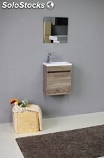 Mueble suspendido OS 40x22 cm + lavabo de resina + espejo