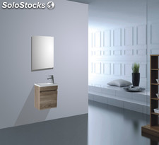 Mueble suspendido waterproof lk 40x22 cm+lavabo de resina+espejo 100% hidrofugo