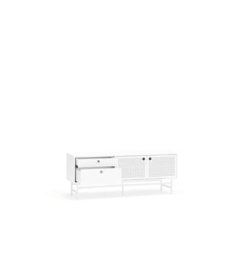 Mueble televisión para comedor modelo Punto 2 puertas 2 cajones acabado blanco, - Foto 3