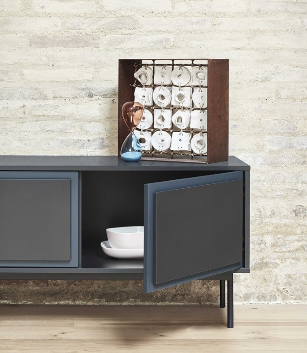 Mueble TV industrial Punto metal negro azul oscuro 180 cm 2P4C 12744_TE 