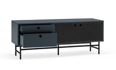 12744_TE Mueble TV de diseño moderno industrial PUNTO 180 azul y negro