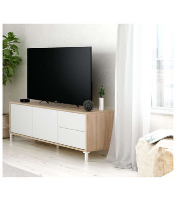 Mueble TV modelo Nabur en roble Canadian y blanco Artik, 130 cm (Ancho) x 47 cm - Foto 3