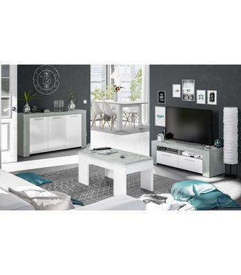 Mueble TV modelo Urbi en cemento y blanco Artik. 120 cm (Ancho) x 40 cm (Alto) x - Foto 2