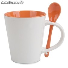 Mug ceramica cuchara naranja
