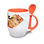 Mug en céramique blanc avec anse et intérieur de couleur orange. - 1