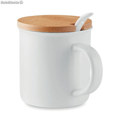 Mug porcelaine avec cuillère blanc MIMO9708-06