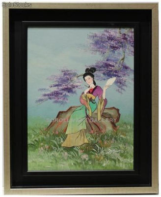 Mujer china | Pinturas de figuras de mujer en óleo sobre tabla