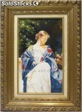 Mujer con manton azul | Pinturas de figuras en óleo sobre lienzo