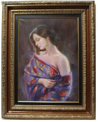 Mujer con mantón | Pinturas de figuras de mujer en óleo sobre lienzo