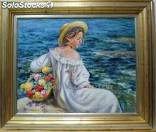 Mujer y mar | Pinturas de figuras de mujer en óleo sobre lienzo