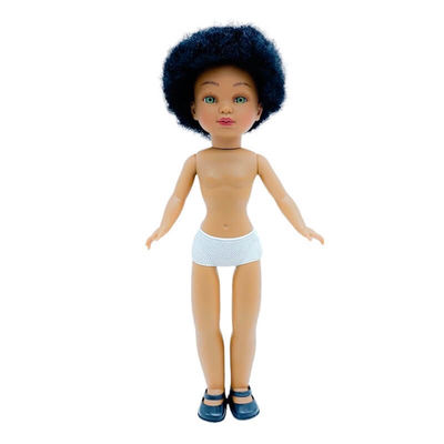 Muñeca desnuda Simona Folk original 40 cm. 100% vinilo mulata pelo afro.