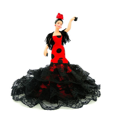 Muñeca porcelana Andaluza flamenca 18 cm. vestido regional típico Andalucía,