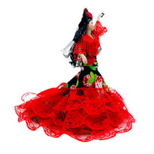 Muñeca porcelana Andaluza flamenca 28 cm. vestido regional típico Andalucía,
