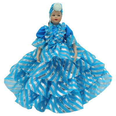 Muñeca porcelana diosa Yemayá Folk Artesanía original 30 cm. colección vestido
