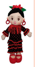 Muñeca Sevillana Flamenca Trapo Pequeña de 25 cm. Traje Negro