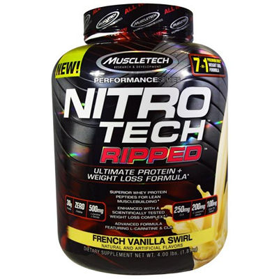 MuscleTech Nitro Tech Ripped Powder, French Vanilla Swirl, 4lbs