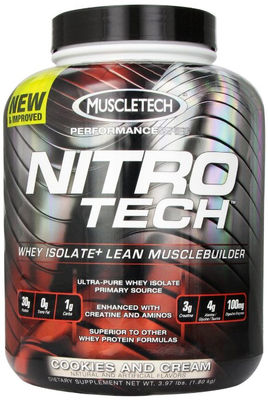 MuscleTech NitroTech Protein Powder, Strawberry, 3.97 lbs