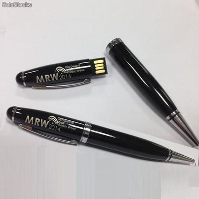 Negro bolígrafo usb memoria con plata logotipo